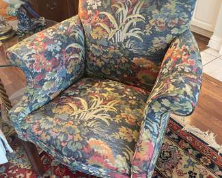 Wonderful Chinese Chippendale armchair with tapestry upholstery