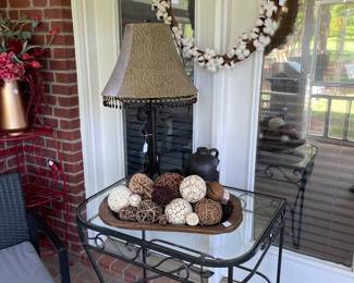 Glad top wrought iron table