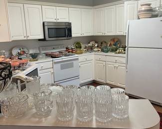 View of kitchen with Gorham crystal