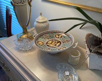 Lenox table lamp with Copeland /Spode compote and other Lenox