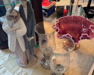 Llardro, sterling candlesticks and yes we moved to plum Fenton hobnail compote. A lot of inquiries