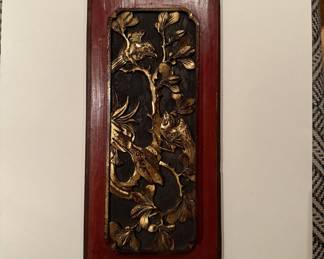 Carved wood Asian panel