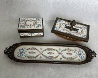 Antique porcelain desk set