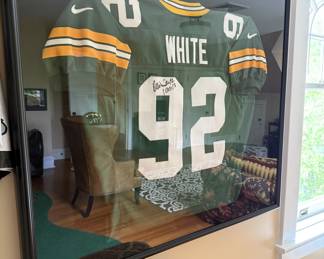 Signed Reggie White jersey - framed