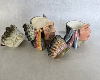 Vintage Majolica Indian tobacco jars