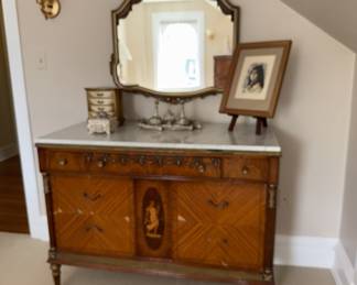 Vintage dresser & mirror, marble top