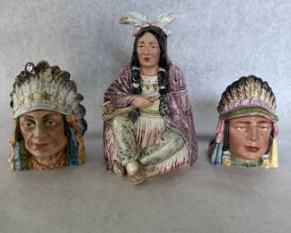 Vintage Majolica Indian tobacco jars