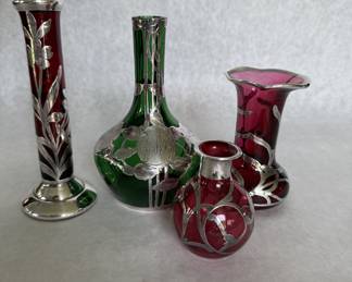Sterling overlay vases