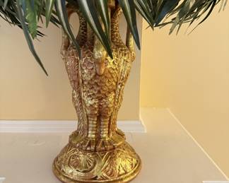 Large gilded swan vase - one of two