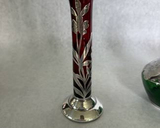 Sterling overlay vases