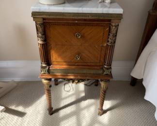 Vintage nightstand, marble top