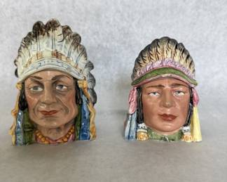 Vintage Majolica Indian tobacco jars