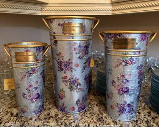 Mackenzie Childs metal flower buckets