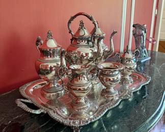 Silver over copper tea/coffee service