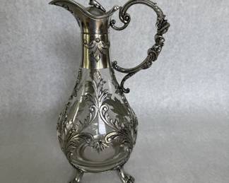 Estanho pewter and glass claret jug