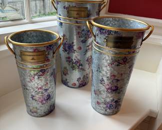 Mackenzie Childs metal flower buckets