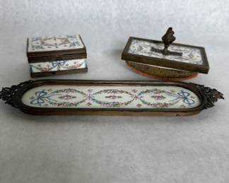 Antique porcelain desk set