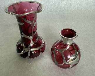 Sterling overlay vases