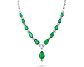 Lot 8144 Pear Shape Emerald with Diamonds