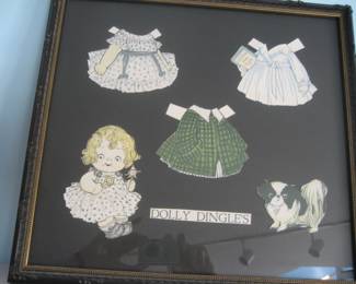 Framed vintage Dolly Dingles paper doll