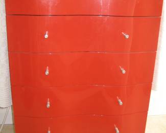 Red lacquer 6 drawer chest