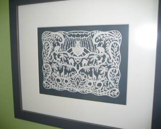 Framed Scherenschnitte paper art