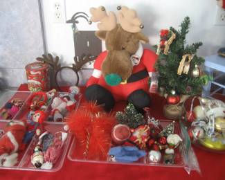 Christmas ornaments, stuffed moose