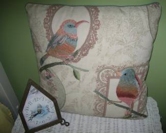 Bird pillow, Alice in Wonderland clock