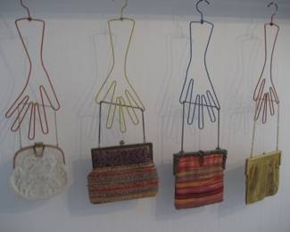 Victorian beaded and "Mail" purses, wire hand hangers