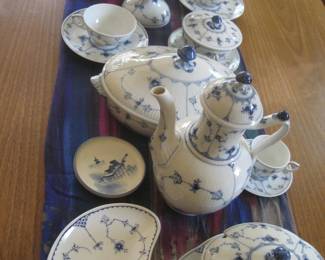 Royal Copenhagen blue fluted porcelain serving pieces and dishes