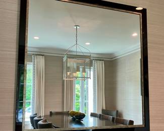 One of two matched pair of custom large square mirrors