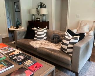 RH tufted back leather sofa