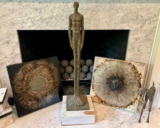 Pair of artist made metal compositions artist listed : Etienne