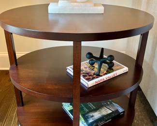 One of a pair of Arteriors Costello oval side tables