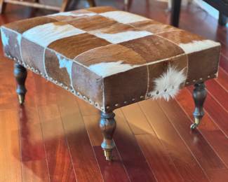 Cowhide Patchwork Ottoman