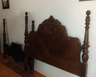 Antique Wood 4 Post Bed Full Size Headboard Footboard