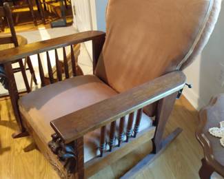 Antique Wooden Rocking Chair Dragon/ Tiger Face