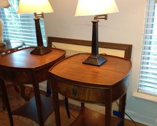 Pair of Antique Mahogany End Tables Side w/ Drawers