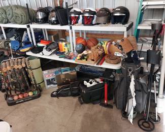 Spyder paintball, motorcycle helmets, golf, bowling, tennis, horse shoes, ice hockey, Bounty Hunter metal detector, croquet set, binoculars, emergency radios, slingshots