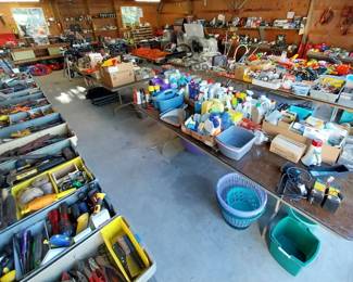 Snap-On rolling tool cabinets, Predator 4000 generator, Ryobi drill press, Ryobi 16” band saw, Ryobi 10” table saw, Ryobi 10” sliding miter with stand, 7” wet tile saw, Homelite power washer, Porter Cable air compressors, Porter cable, framing nailer, finish nailers, staplers, Milwaukee Sawzall, Ridgid multitool, Craftsman router, Skill router, belt sanders, disc sander, Stanley shop vac, Reddy Heater 150,000 BTU salamander, heat gun, bench grinder, bench vises, paint supplies, chains, ext cords, 100lb propane tank, tool boxes, hand tools, electrical/plumbing supply, step, extension, folding ladders, wheelbarrows, roof rake, 1.5 ton floor jack, 3.5 ton floor jack, farm jack, ramps, jack stands, trailer balls, creeper, stool, Chiltons, fluids, Jeep floor mats, cleaners, battery chargers