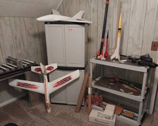plastic cabinet, model rocket, paintball, Australian decor