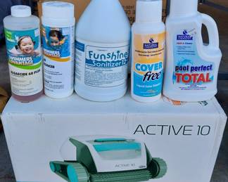 Active10 pool vacuum robot, pool chemicals