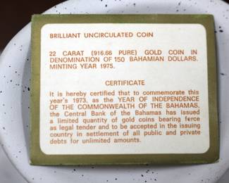 $150 Bahama Coin 1973/1975 22 Carat