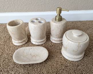 Lot #224 - Creative Home Champagne Marble Bathroom Accessories