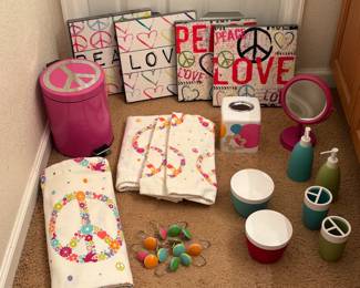 Lot #180 - Retro Peace and Love Bathroom Decor Lot