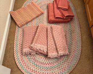 Lot #181 - Set of Braided Area Rug and Towels