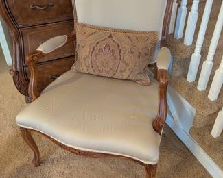 Lot #111 - Antique Louis XV Style French Armchair With Throw Pillow