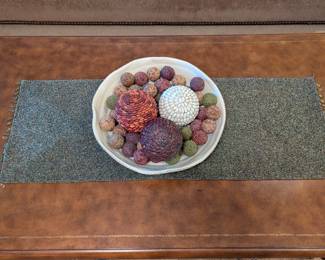 Lot #100 - Decorative Bowl with Sphere Orbs and Beaded Table Mat