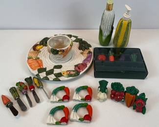 Lot #72 - Vegetable Themed Decorative Kitchenware Lot