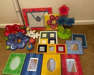 Lot #202 - Colorful Decorative Photo Frames and Flower Decorations Lot